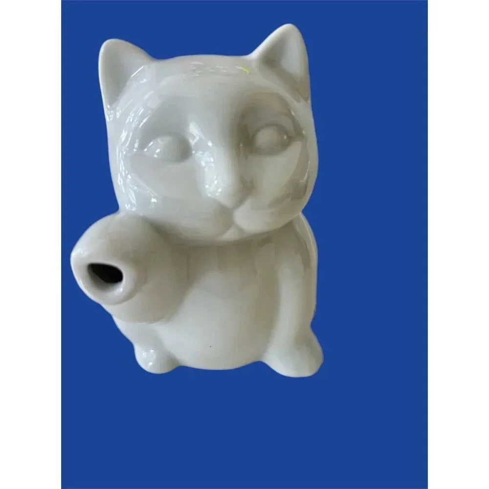 VTG Kitty Cat Creamer Pitcher White Ceramic Small Tea Pot By HIC Japan